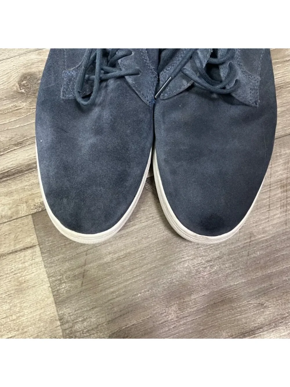 Clae Ellington Suede Lace Up Waxed Shoes Navy Blue Grey Men’s Size 12